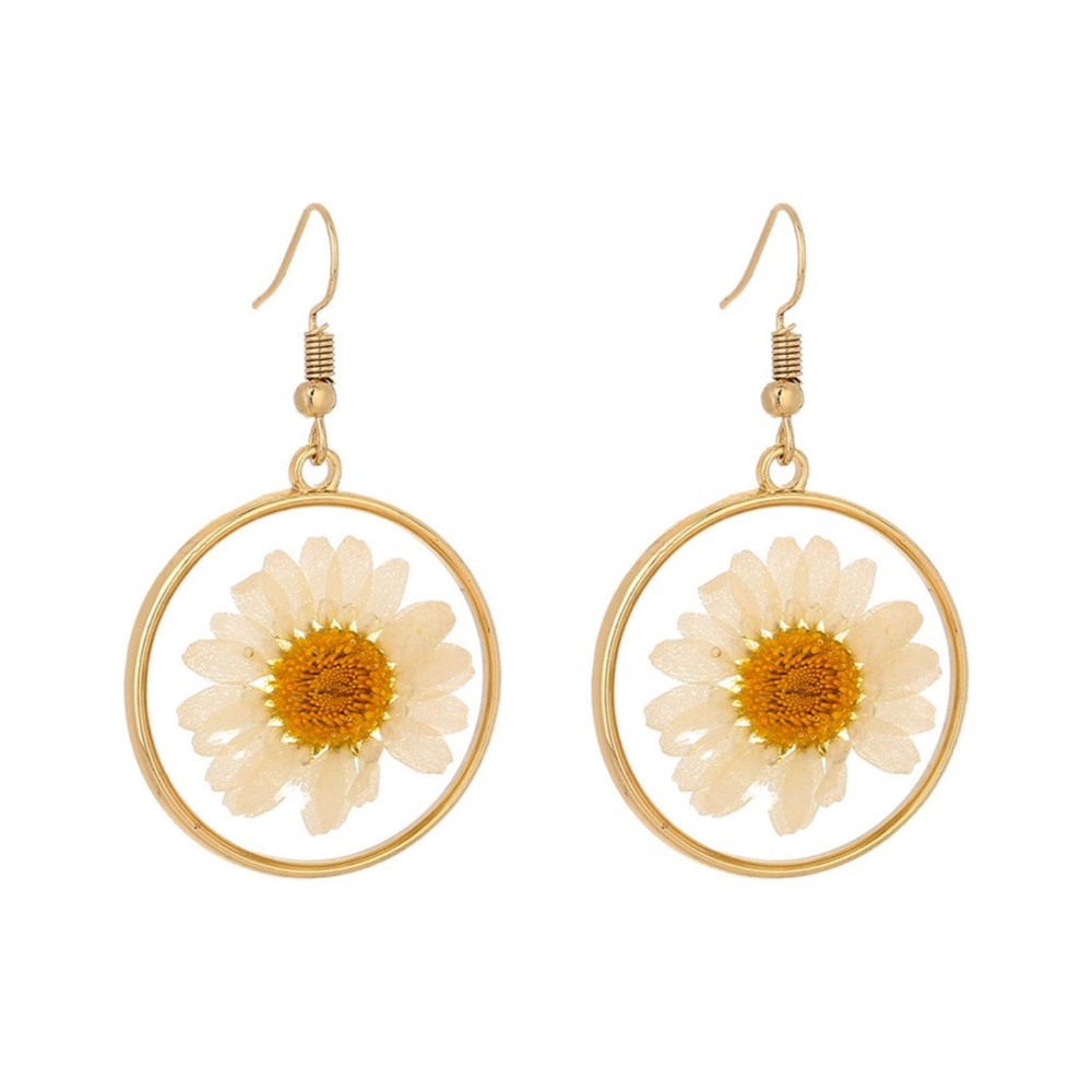 Natural chamomile earrings - Picture 3 of 6